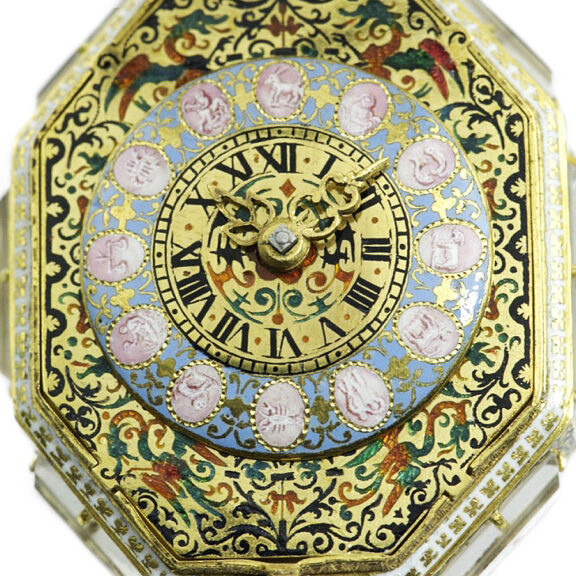 German octagonal neo-Gothic gold enamel pendant watch Circa 1850 German octagonal neo-Gothic gold enamel pendant watch Circa 1850