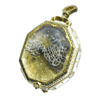 German octagonal neo-Gothic gold enamel pendant watch Circa 1850