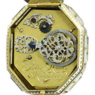 German octagonal neo-Gothic gold enamel pendant watch Circa 1850