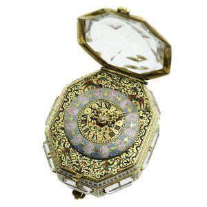 German octagonal neo Gothic gold enamel pendant watch Circa 1850