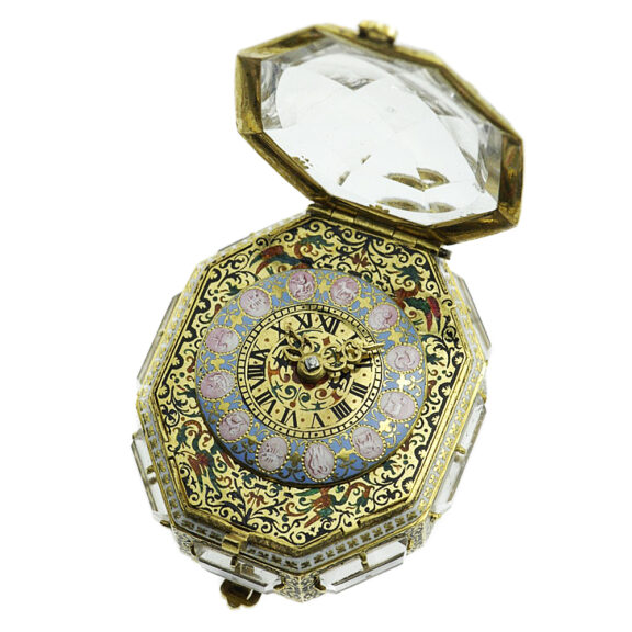 German octagonal neo Gothic gold enamel pendant watch Circa 1850