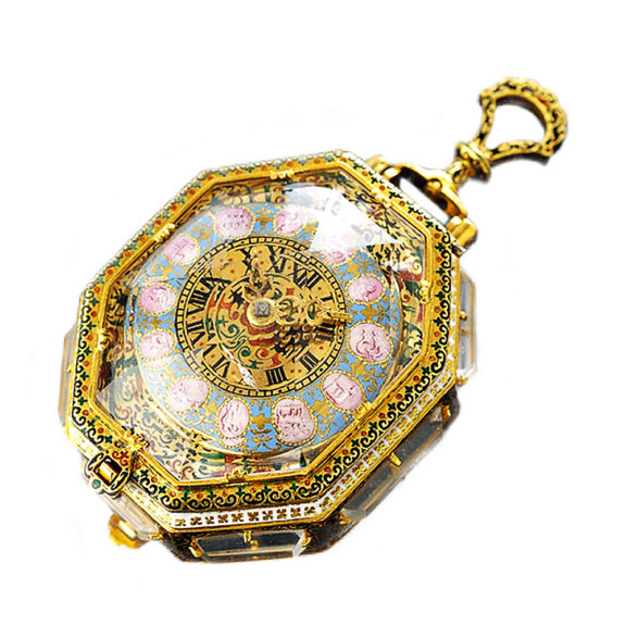 German octagonal neo-Gothic gold enamel pendant watch Circa 1850 German octagonal neo-Gothic gold enamel pendant watch Circa 1850