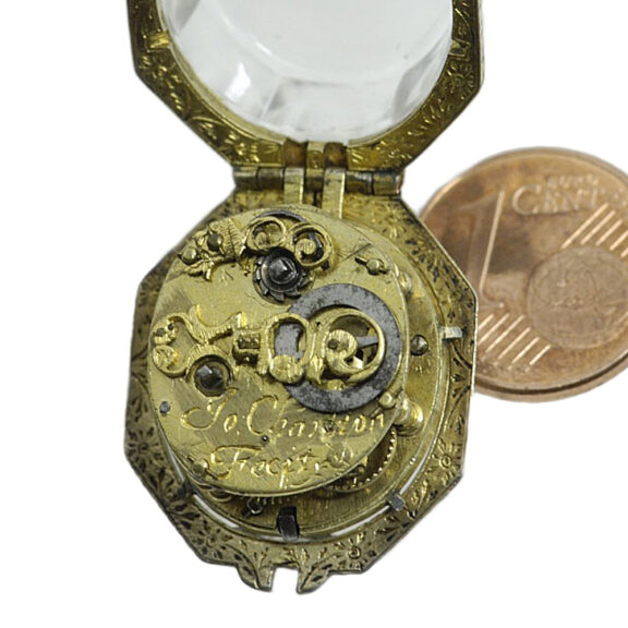 English silver octagonal one-handed miniature watch Circa 1635 English silver octagonal one-handed miniature watch Circa 1635