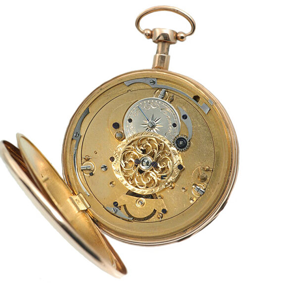 Swiss gold quarter repeating automaton pocket watch Circa 1800 Swiss gold quarter repeating automaton pocket watch Circa 1800