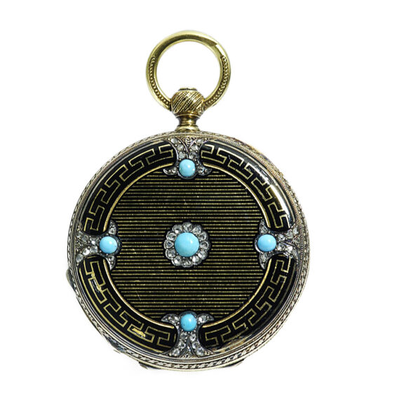 Fine Swiss gold hunting cased cylinder watch Circa 1850 Fine Swiss gold hunting cased cylinder watch Circa 1850