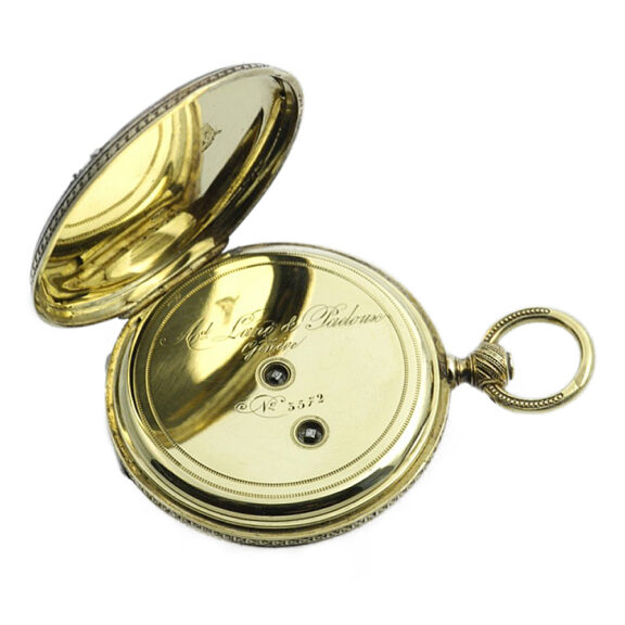 Fine Swiss gold hunting cased cylinder watch Circa 1850 Fine Swiss gold hunting cased cylinder watch Circa 1850