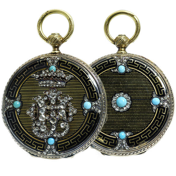 Fine Swiss gold hunting cased cylinder watch Circa 1850