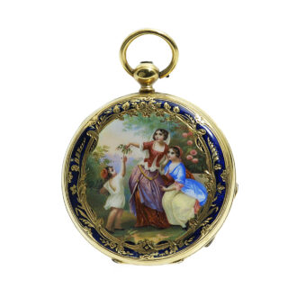 Swiss exquisite and fine gold/enamel pocket watch Circa 1840