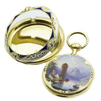 Exquisite American gold Cabriolet pocket watch Circa 1850