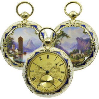 Exquisite American gold Cabriolet pocket watch Circa 1850