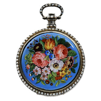 Swiss enamel and pearl set center seconds watch Circa 1850
