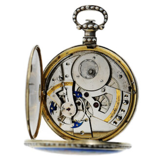 Swiss enamel and pearl-set centre seconds watch Circa 1850