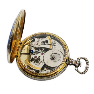 Swiss enamel and pearl-set centre seconds watch Circa 1850