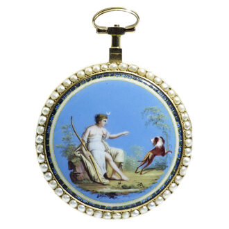 French gold open faced verge with chatelaine Circa 1800