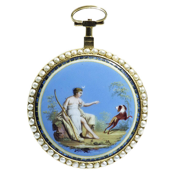 French gold open faced verge with chatelaine Circa 1800