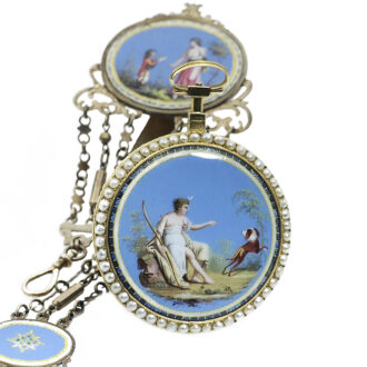 French gold open faced verge with chatelaine Circa 1800