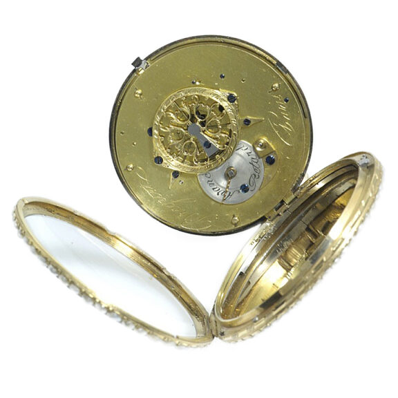 French gold open faced verge with chatelaine Circa 1800 French gold open faced verge with chatelaine Circa 1800