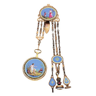French gold open faced verge with chatelaine Circa 1800