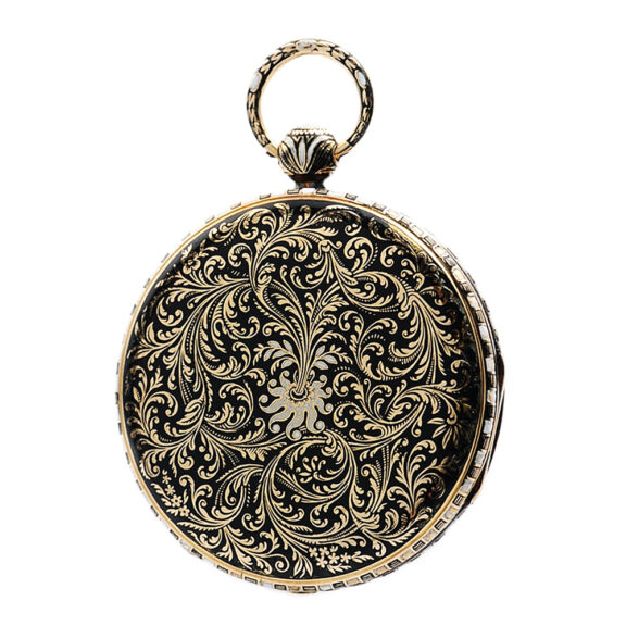 French gold pocket watch with champlevé enamel decor Circa 1820 French gold pocket watch with champlevé enamel decor Circa 1820