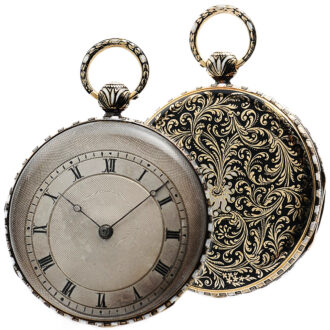 French gold pocket watch with champlevé enamel decor Circa 1820