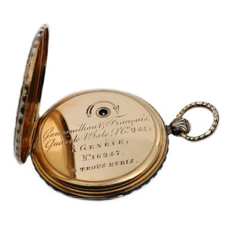 French gold pocket watch with champlevé enamel decor Circa 1820