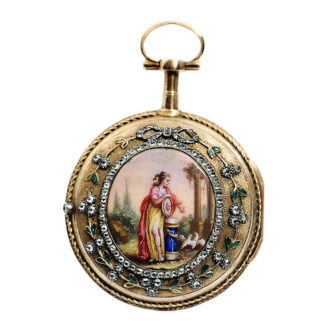 French small gold and enamel verge pocket watch Circa 1780