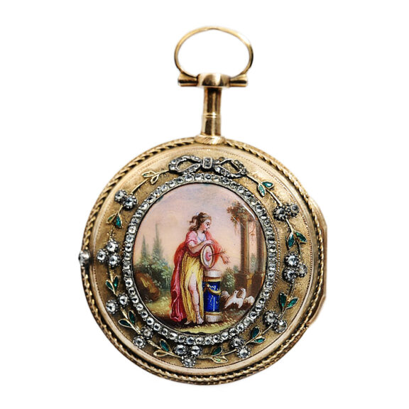French small gold and enamel verge pocket watch Circa 1780 French small gold and enamel verge pocket watch Circa 1780