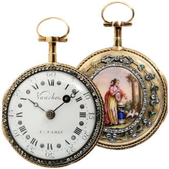 French small gold and enamel verge pocket watch Circa 1780