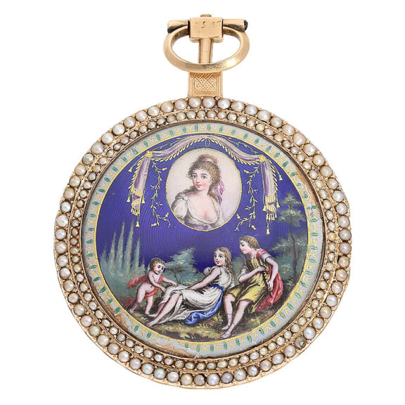 German very fine enamel painted virgule watch Circa 1810