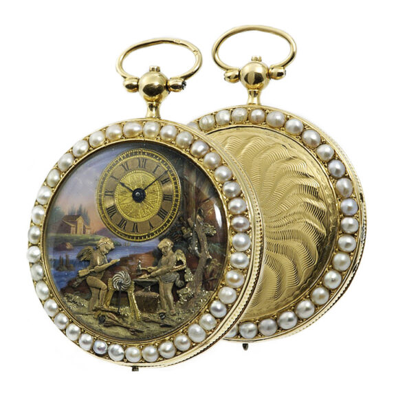 Swiss rare watch with automatons and musical movement Circa 1810