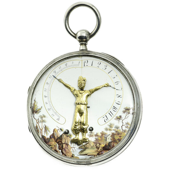 Swiss watch with Bras en l’air indication and automaton Circa 1820