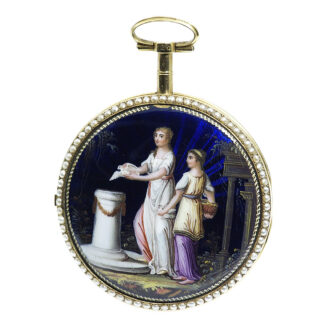 Swiss gold enamel watch studded with half pearls Circa 1790