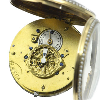 Swiss gold enamel watch studded with half pearls Circa 1790
