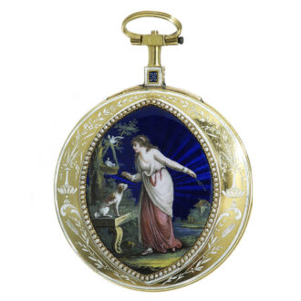 French gold, enamel and split pearl-set verge watch Circa 1790
