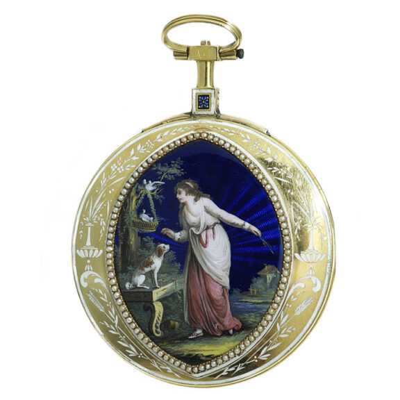 French gold, enamel and split pearl-set verge watch Circa 1790 French gold, enamel and split pearl-set verge watch Circa 1790