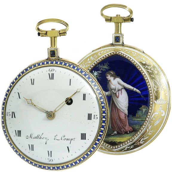 French gold, enamel and split pearl-set verge watch Circa 1790