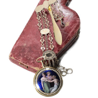 Swiss half pearl-set gold enamel repeating pocket watch Circa 1820
