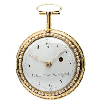 Swiss half pearl-set gold enamel repeating pocket watch Circa 1820