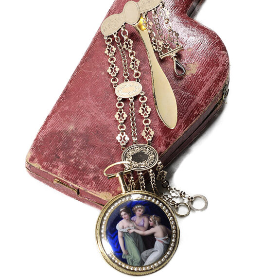 Swiss half pearl-set gold enamel repeating pocket watch Circa 1820 Swiss half pearl-set gold enamel repeating pocket watch Circa 1820