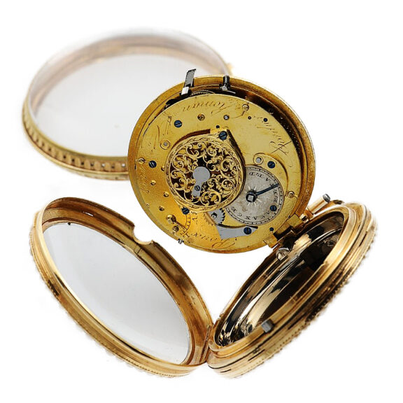 Swiss half pearl-set gold enamel repeating pocket watch Circa 1820 Swiss half pearl-set gold enamel repeating pocket watch Circa 1820