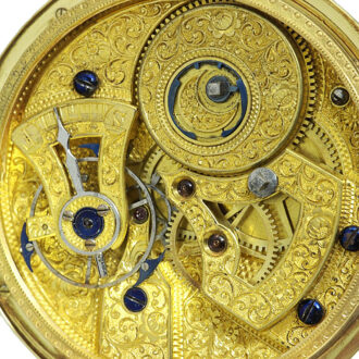 Swiss gold enamel pocket watch with centre seconds Circa 1840