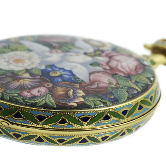 Swiss gold enamel pocket watch with centre seconds Circa 1840 Swiss gold enamel pocket watch with centre seconds Circa 1840