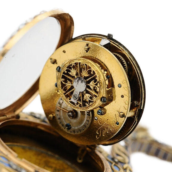 Swiss highly decorative fob watch in the shape of a lyre Circa 1780 Swiss highly decorative fob watch in the shape of a lyre Circa 1780