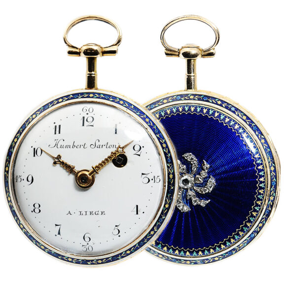 Belgian decorative gold and enamel verge pocket watch Circa 1790