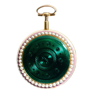English gold enamel watch studded with half pearls Circa 1810