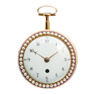 English gold enamel watch studded with half pearls Circa 1810
