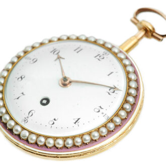 English gold enamel watch studded with half pearls Circa 1810
