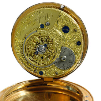 English gold enamel watch studded with half pearls Circa 1810
