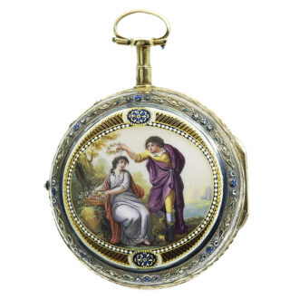 Swiss pair-cased watch with a very fine enamel painting Circa 1770