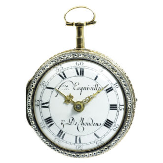 Swiss pair-cased watch with a very fine enamel painting Circa 1770